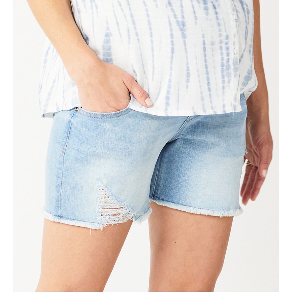 NWT Sonoma Maternity Over-The-Belly Panel Jean Shorts Blue Size 2